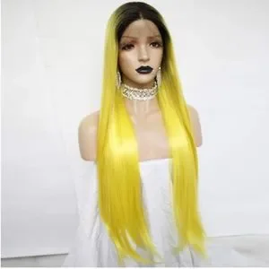 ?ABBY 26” BLONDE OMBRÉ  STRAIGHT LACE FRONT WIG? Accessories | Abby 26 Yellow Ombr Straight Lace Front Wig  main image 2